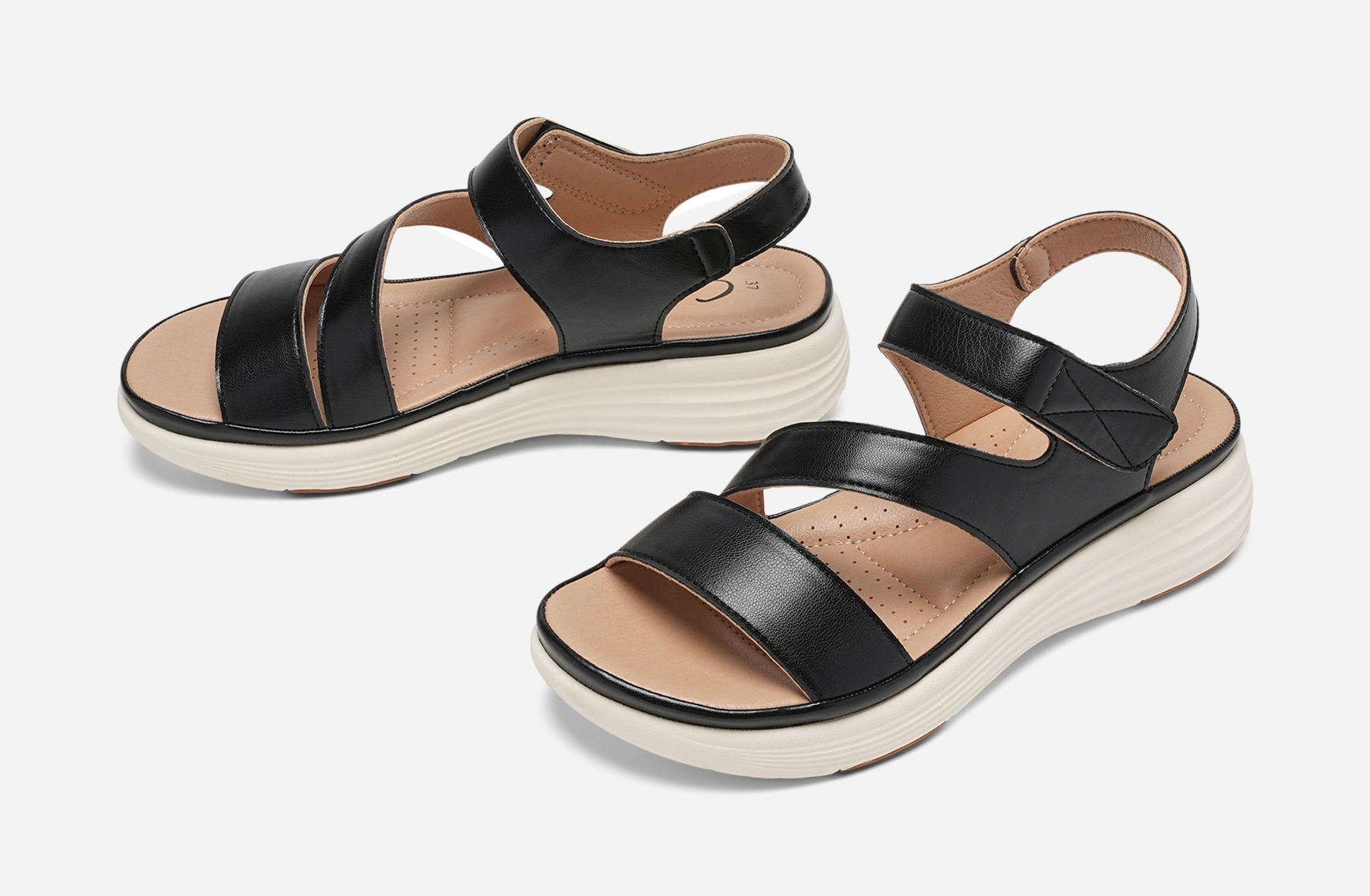 CLOU COMFORT, Sandaler med remmar Svarta