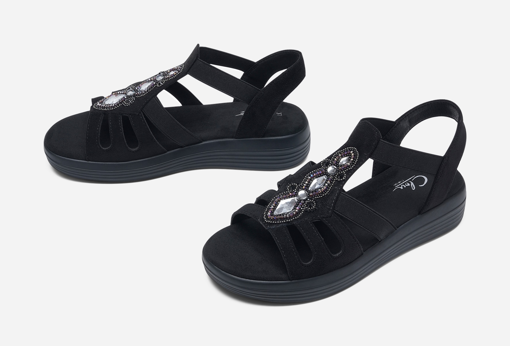 CLOU COMFORT, Sandaler med remmar Svarta