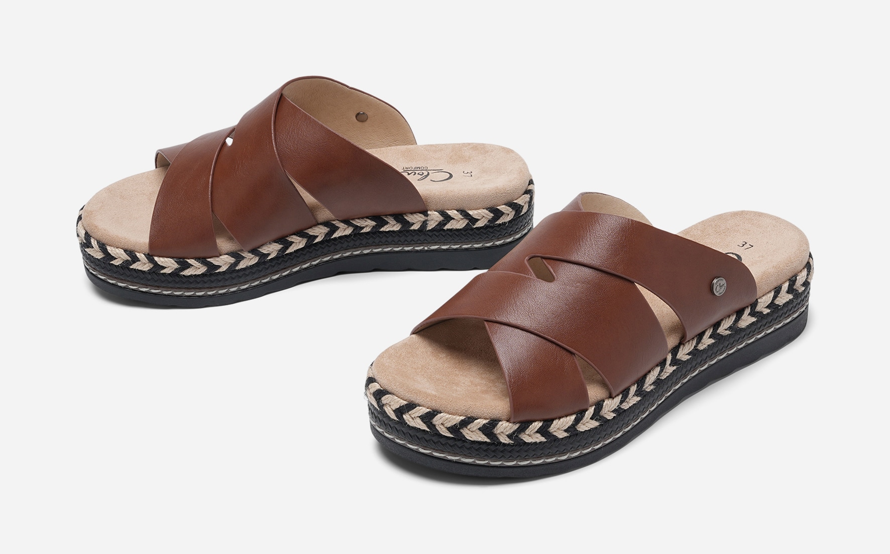 CLOU COMFORT, Sandaletter med repsula Bruna