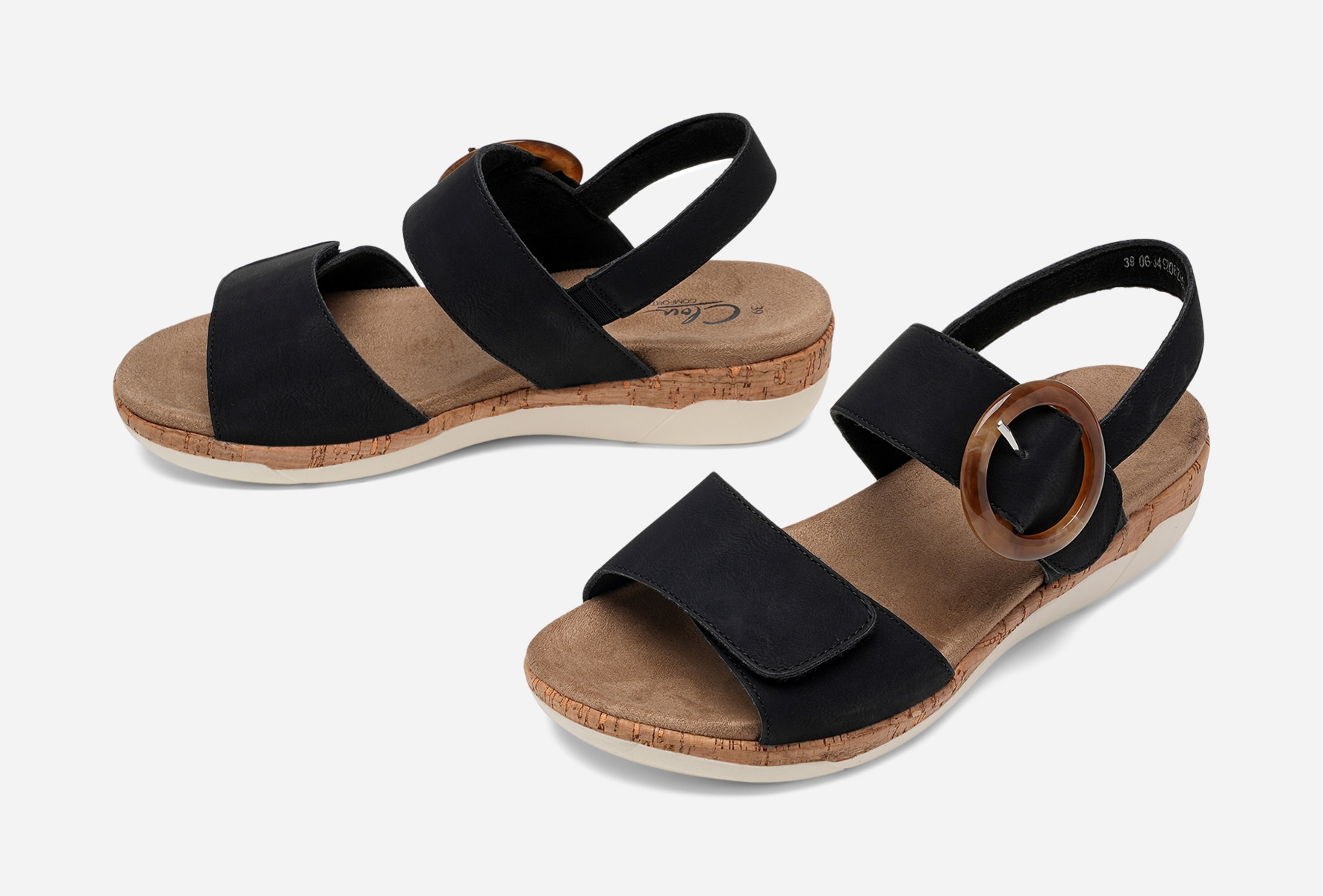 CLOU COMFORT, Sandaler med spänne Svarta