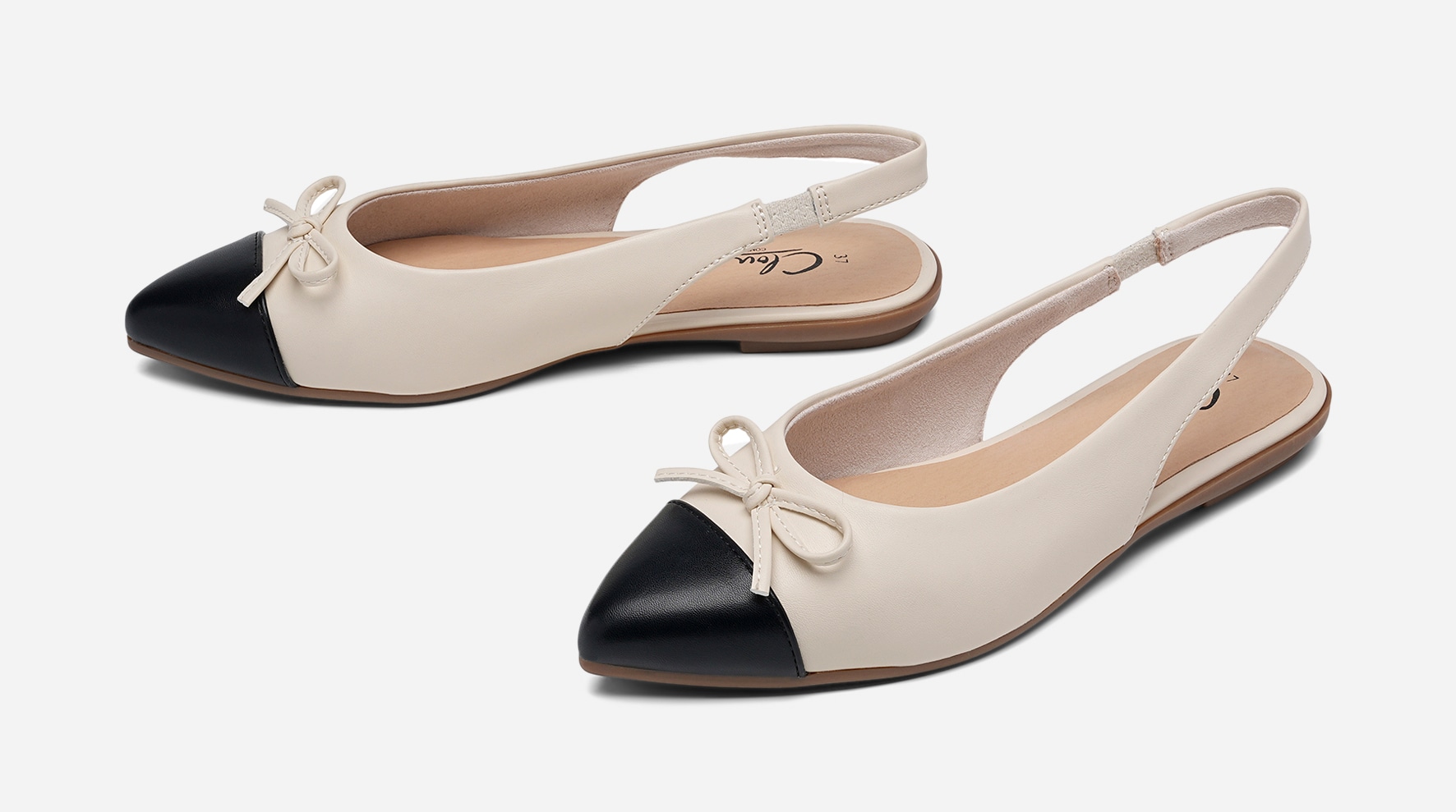 CLOU COMFORT, Ballerinaskor med slingback Beigea
