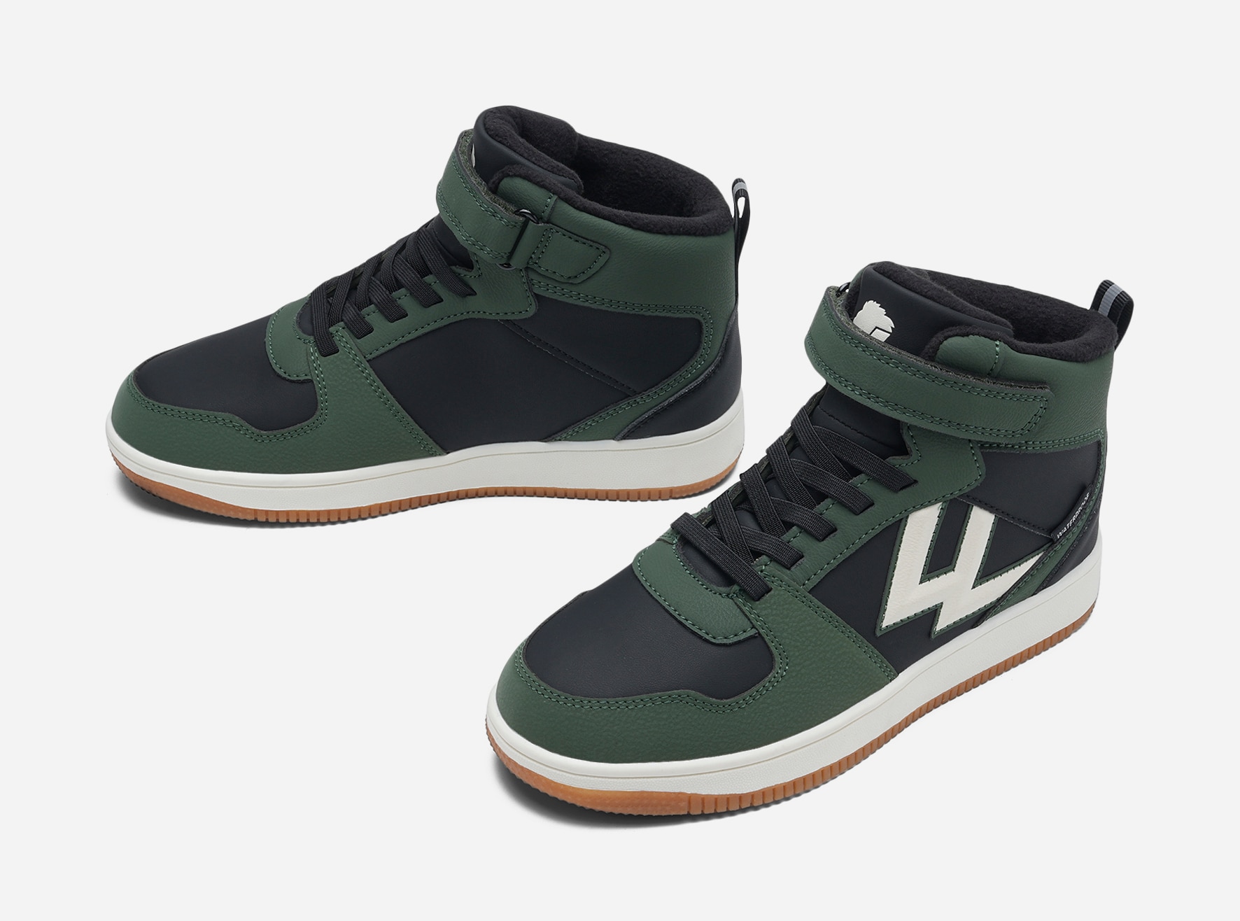 LEJON, Fleecefodrade höga sneakers waterproof Gröna