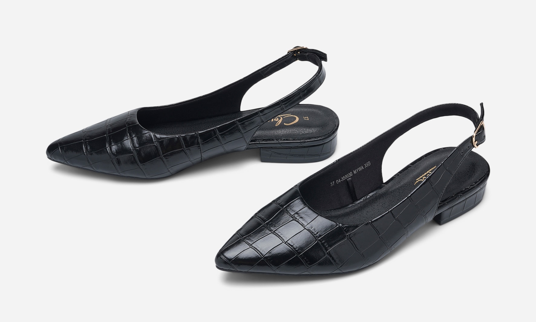 CLOU, Ballerinaskor med slingback Svarta